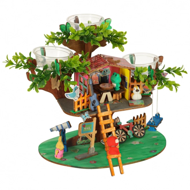 Creatieve set voor het bouwen van een boomhut met accessoires