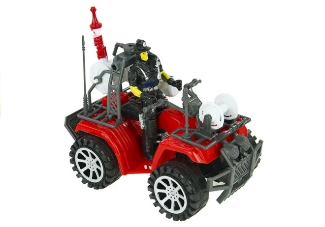 Grote brandweerkazerne set met helm en quad