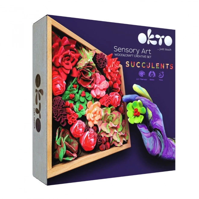 Creatieve modelset vetplanten in houten lijst