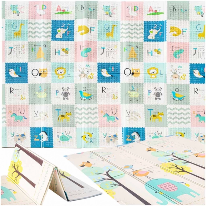 Educatieve dubbelzijdige opvouwbare schuimlaag 179x198 olifanten/plaatjes