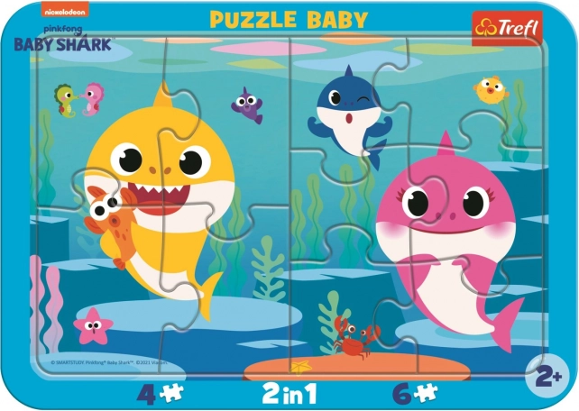 Babypuzzel Baby Shark Gelukkige haaien 2-in-1, 10 stukjes