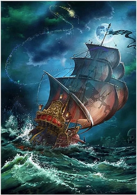 Diamanten schilderen Zeilboot in storm 30x40 cm