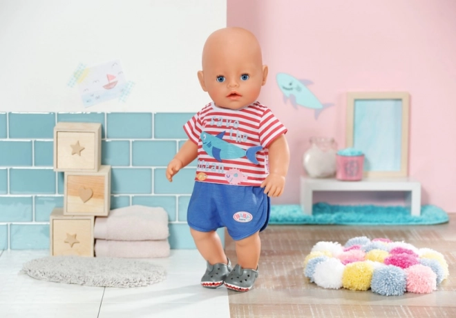 BABY born Pyjamapakket en pantoffels, blauw, 43 cm