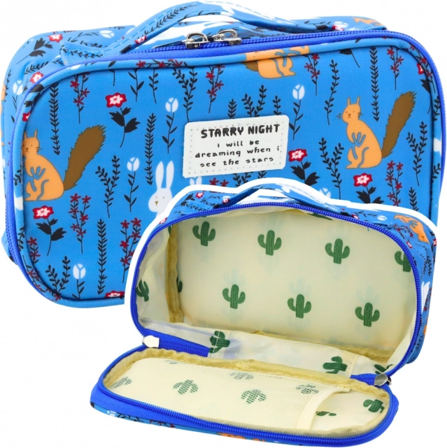 Trousse scolaire avec organisateur - bleu