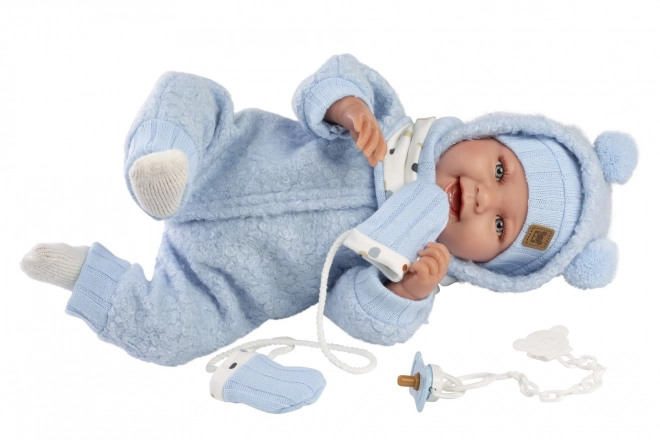 Llorens 84479 NEW BORN - realistische babypop met geluiden en een zacht stoffen lichaam - 44 cm