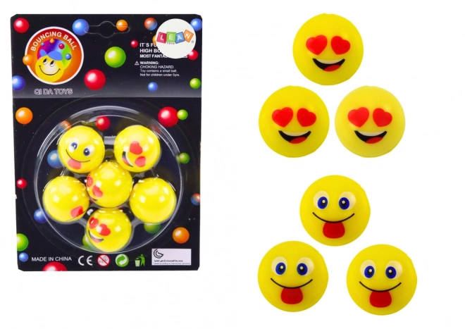 Set van 6 gele stuiterballen Emoji