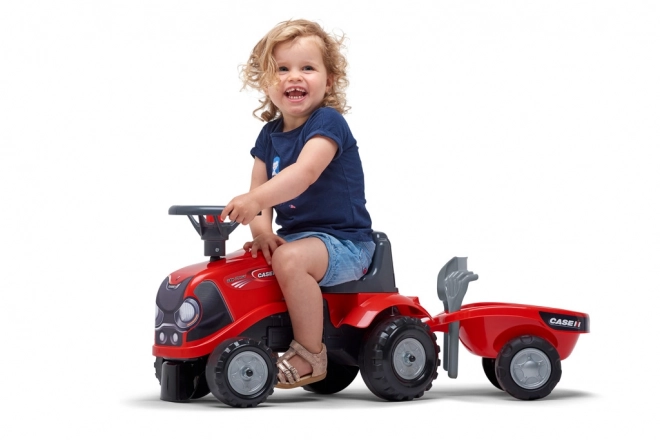 Rijtractor Baby Case IH rood met aanhanger