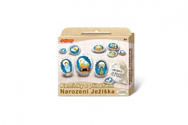 Stenen met een verhaal met stickers - Geboorte van Jezus