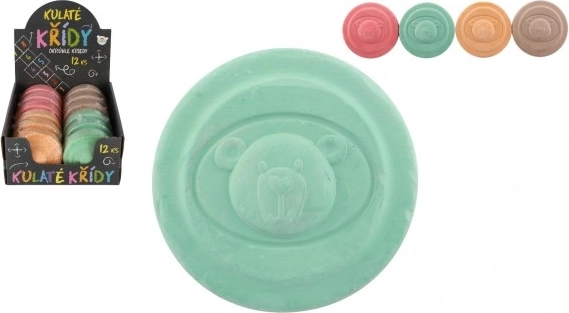 Ronde stoepkrijtjes, mix kleuren, 12 stuks