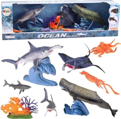 Set figuren van zeedieren met beweegbare elementen