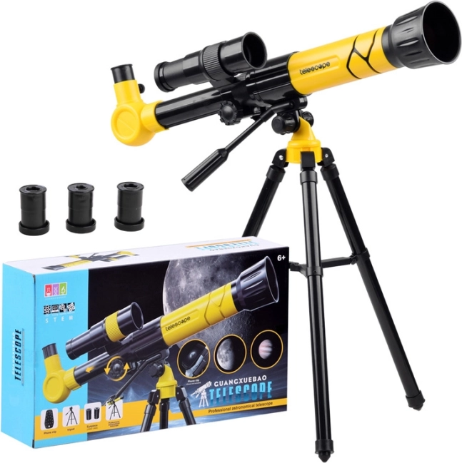Télescope pour enfants sur trépied avec grossissement 20x/30x/40x – Blanc