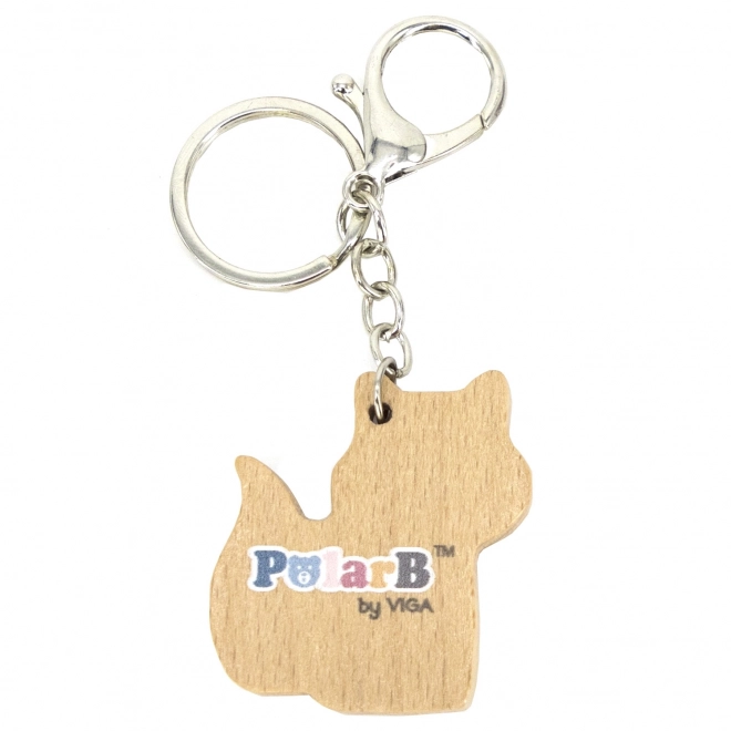 Houten sleutelhanger met poolvosmotief PolarB