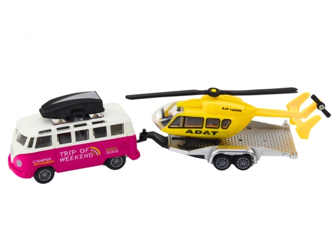 Terreinvoertuig met boot of helikopter, metaal aandrijving