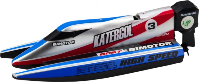 Remote Controlled Motorboat, Blue-Silver, 14 cm