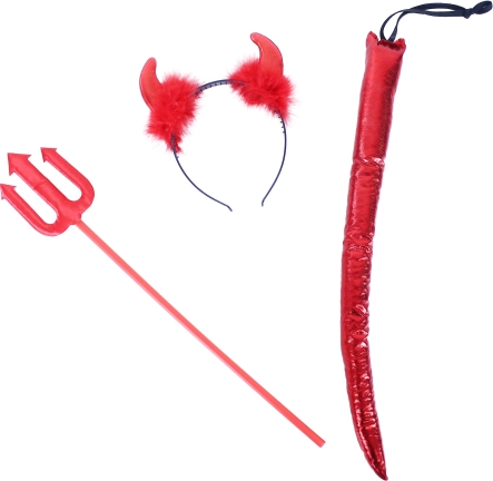 Duivels set met haarband, toverstok en staart voor kinderen