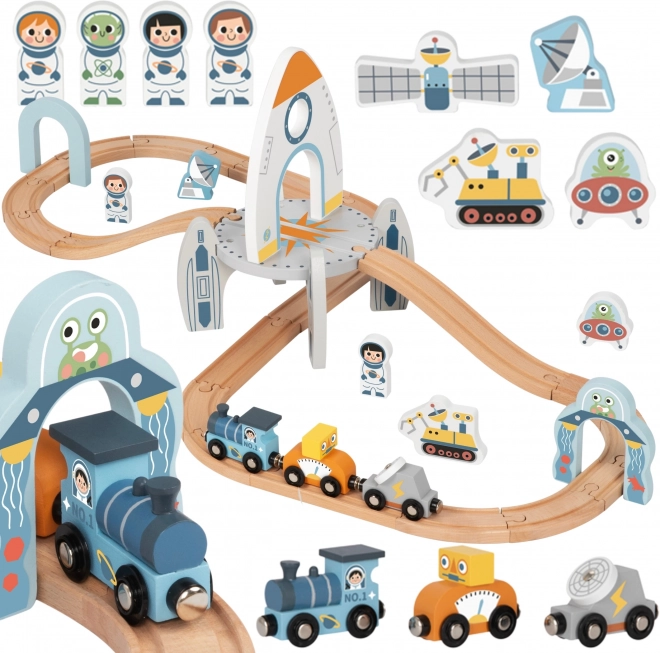 Tooky Toy Holz-Space-Eisenbahn