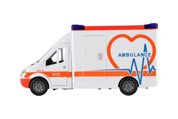 Speelgoed Ambulance van Plastic 28cm met Brancard en Trage Terugkeer met Licht en Geluid