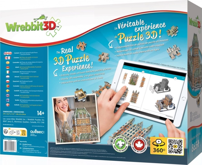 3D Puzzle WREBBIT Le Château Frontenac 865 Pieces