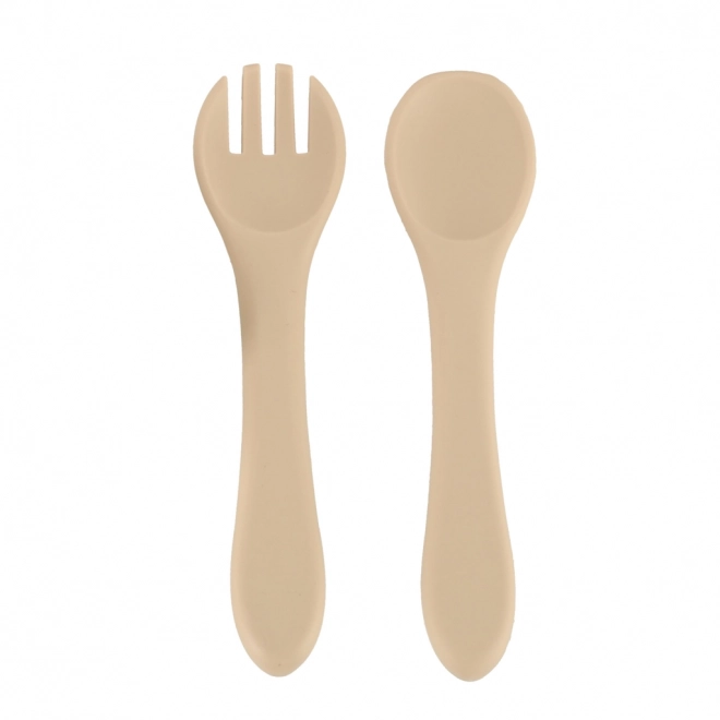 Siliconen babyset uil, 8 stuks, beige