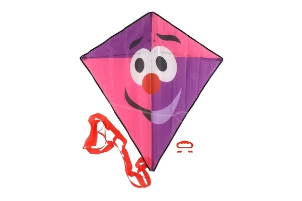 Vlieger vliegende clown nylon 78x86cm roze-paars in stoffen zak 11x90x2cm