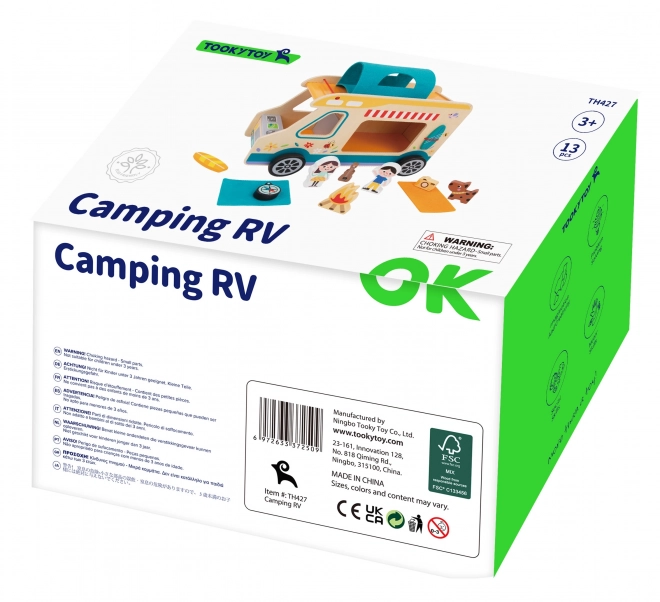 Holzkaravan von Tooky Toy mit Campingfiguren