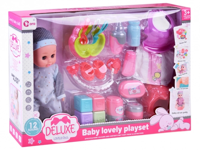 Interactieve pop baby drinkt plast en praat