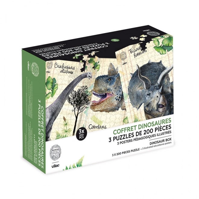 Vilac Set aus drei Dinosaurier-Puzzles