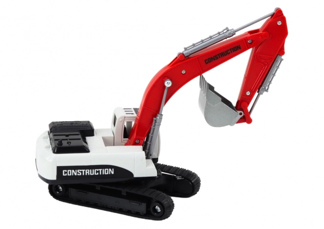 Metalen rood-wit rupsbandgraafmachine