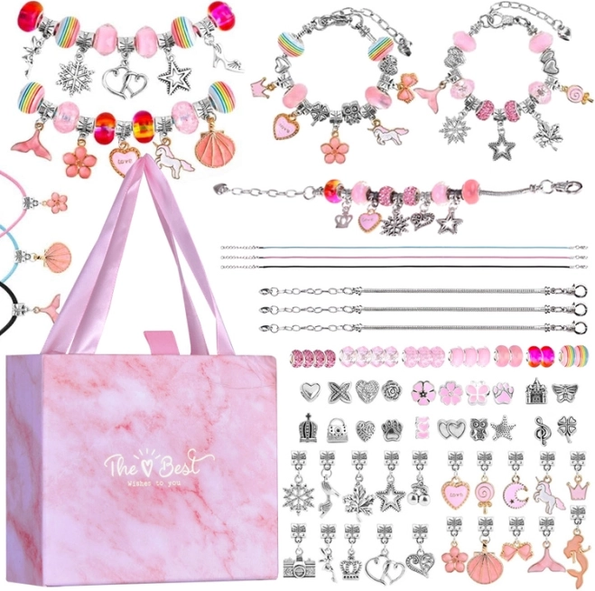 Creatieve set voor het maken van armbanden met bedels en kralen