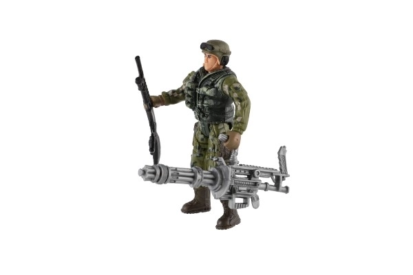 Set soldaten met hond met accessoires 12st plastic in zak 17x20x3cm