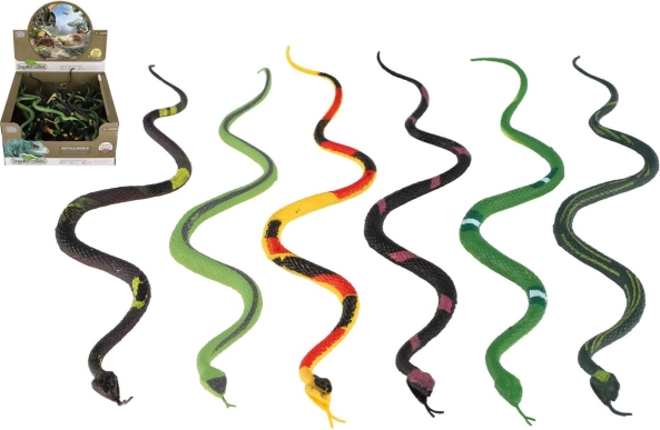 Plastic slangen 23 cm – mix van soorten, 60 stuks in doos