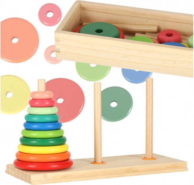 Tour de Hanoï en bois – trieur coloré avec boîte
