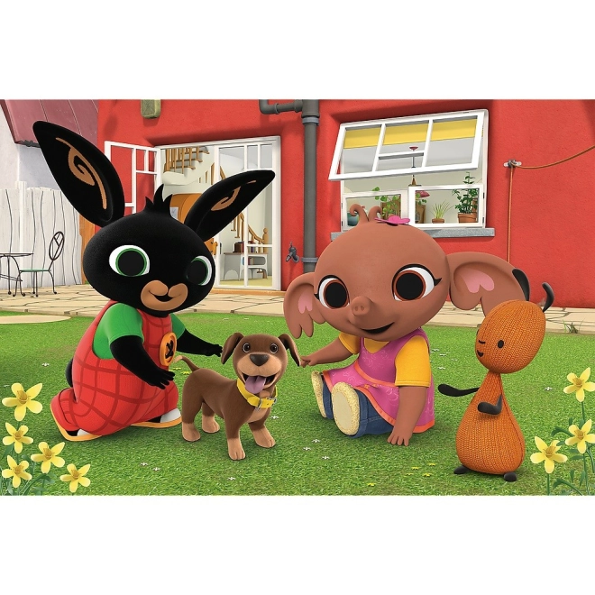 Personnages BING appréciés et amusement avec le chien