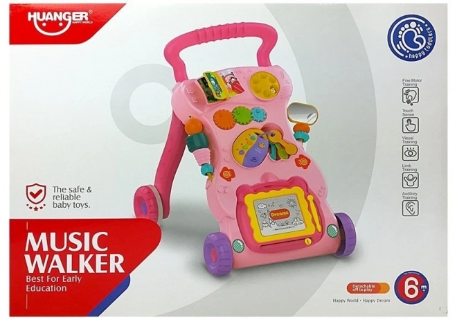 Roze kinderwagen met slinger