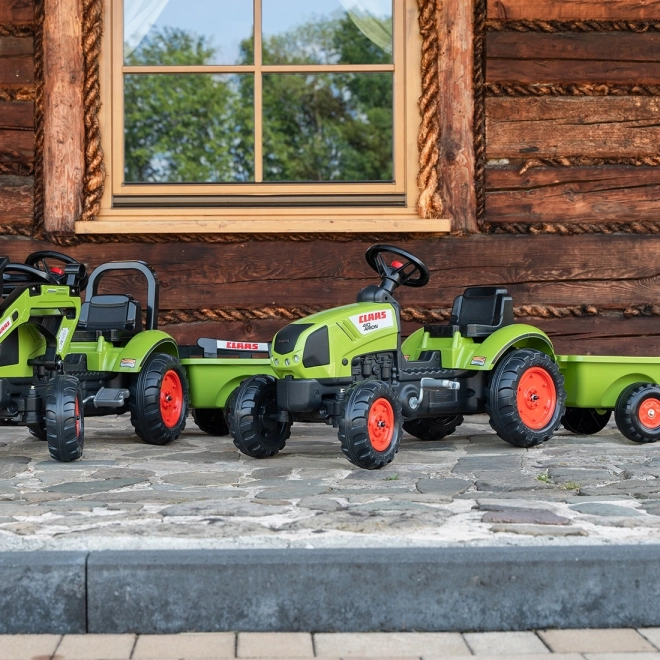 Tracteur Claas Arion 410 à pédales avec remorque vert