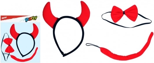 Kinder carnavalsset duiveltje – diadeem met hoorns, staart en strikje