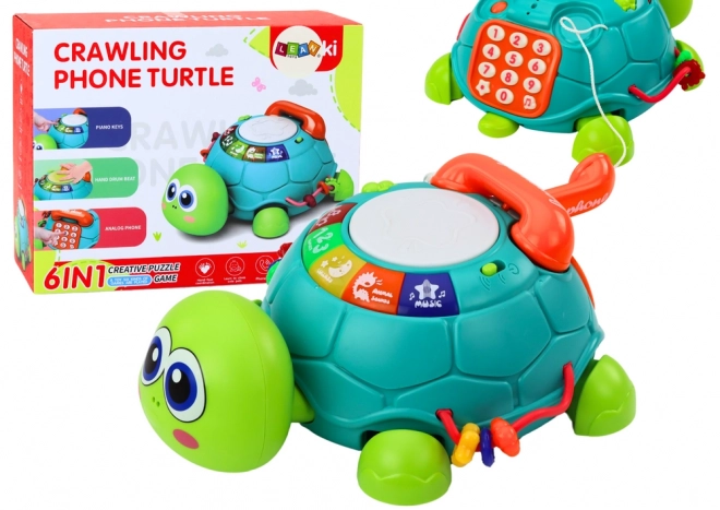 Interactieve educatieve telefoon schildpad 6v1 Lichten Geluiden Groen