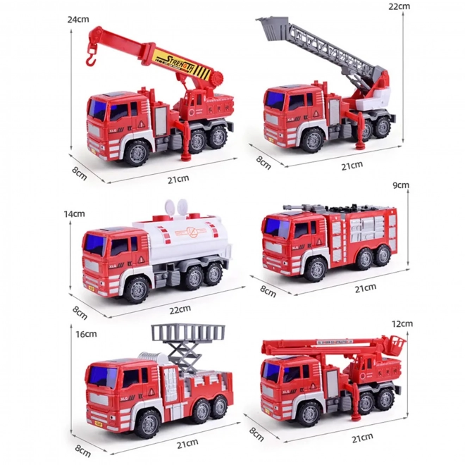 Ensemble Woopie voitures de pompiers 6 en 1