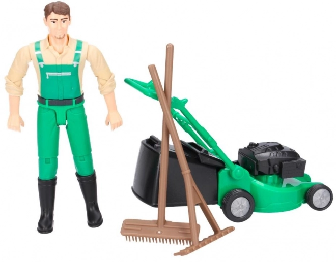Bruder BWORLD Tuinman met grasmaaier en accessoires