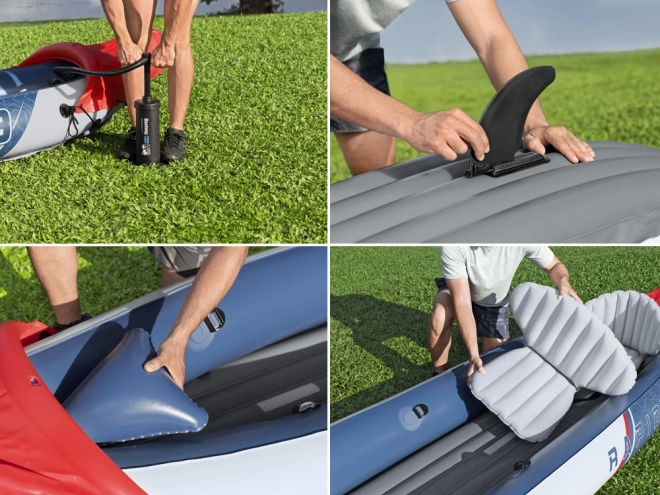 Opblaasbare kajak met dubbele wand Bestway Rapid X3 voor 3 personen met peddels en tas