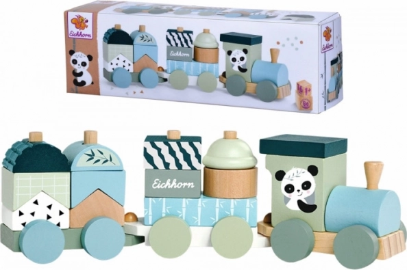 Houten treintje met blokken EICHHORN Panda, 16 stuks