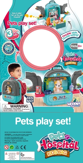 Woopie sac à dos vétérinaire avec maisonnettes et chien 3en1
