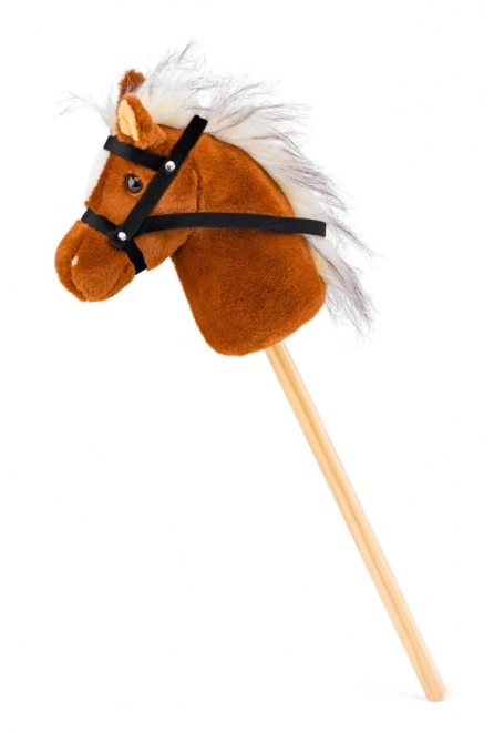 Scharlakenrode hobby paard op stok - lichtbruin