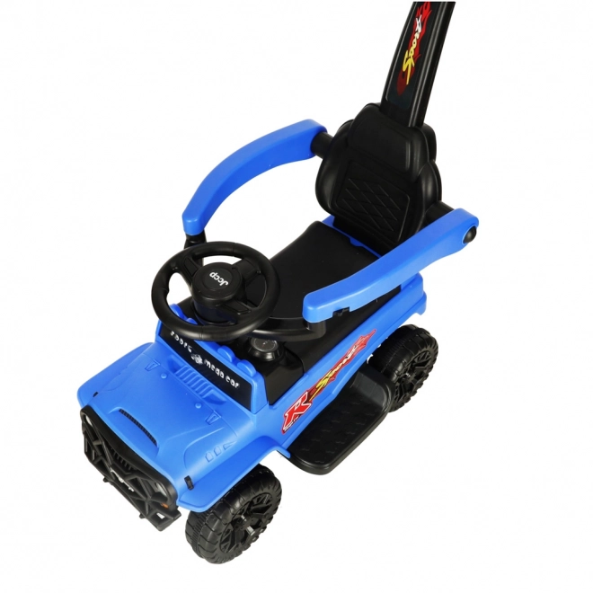 Off-road loopauto met duwstang, lichten en geluid blauw