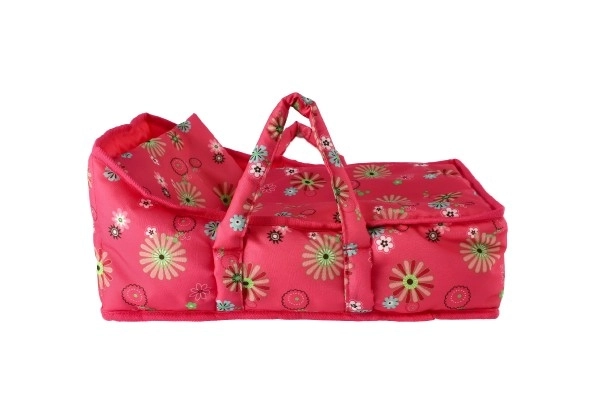 Stoffen draagwieg voor poppen Pink Floral 21x40x18 cm