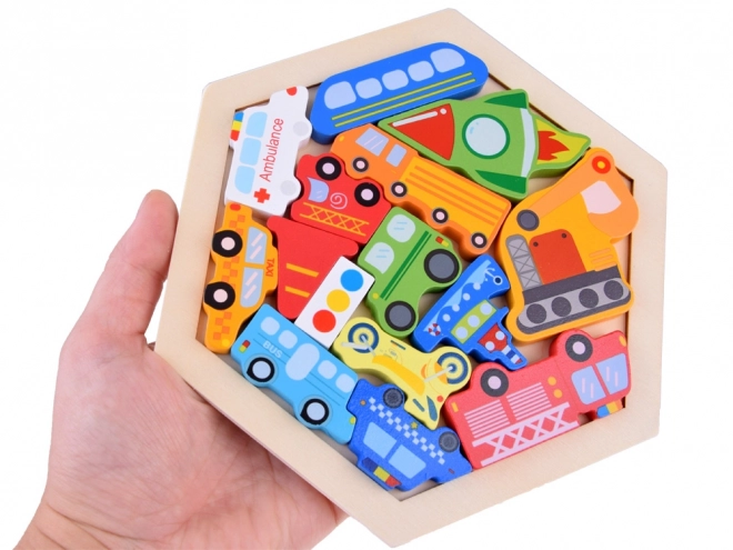 Houten puzzel voertuigen