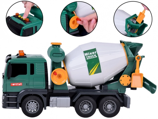 Rotating Drum Cement Mixer Toy with Sound Effects