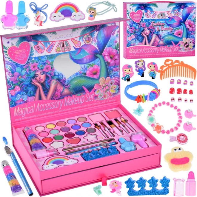 Big Beauty Set Mermaid Eye Shadows Polishes Hair Clips Ties