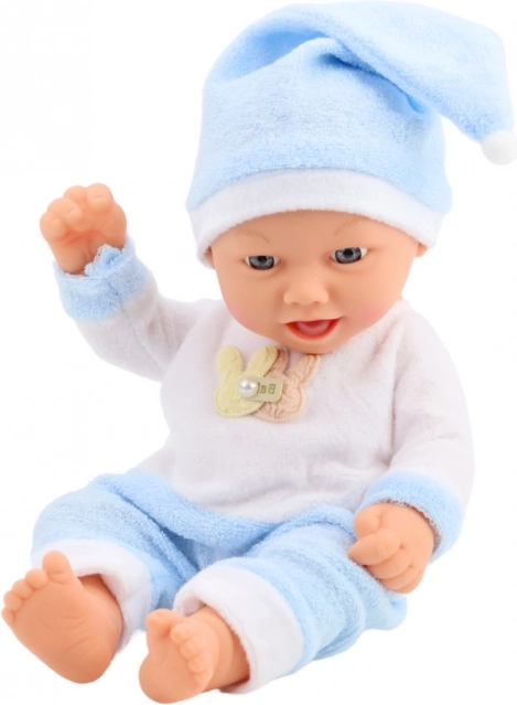 Baby Doll in Blue Pyjamas with Bobble Hat