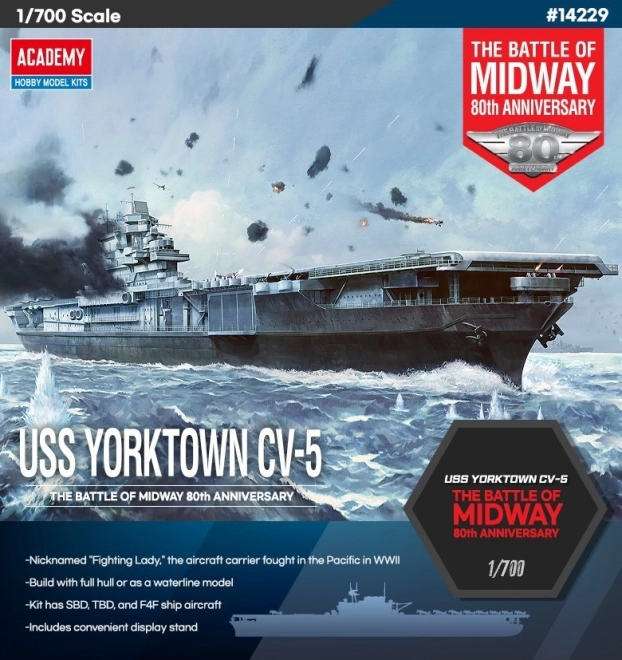 Model vliegdekschip Yorktown CV-5 Slag om Midway 1/700